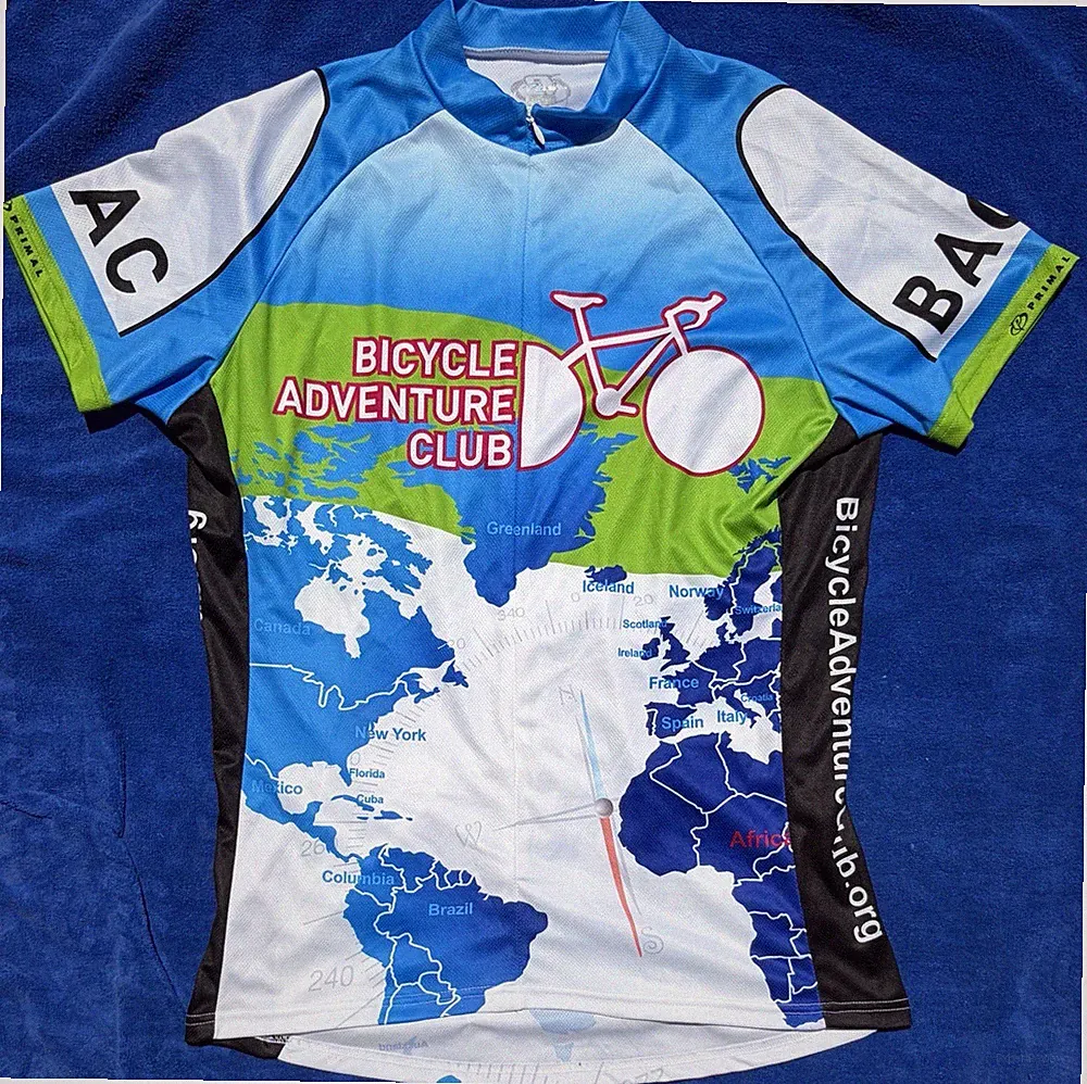 Women's XXL Bicycle Adventures Club Primal Cycling Shirt World Map